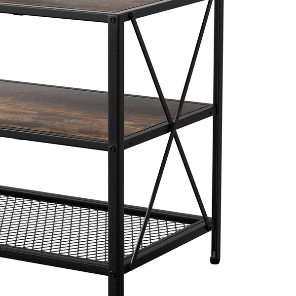 Artiss Entertainment Unit TV Stand 3-tier Display Shelves Vintage Rustic Walnut Artiss