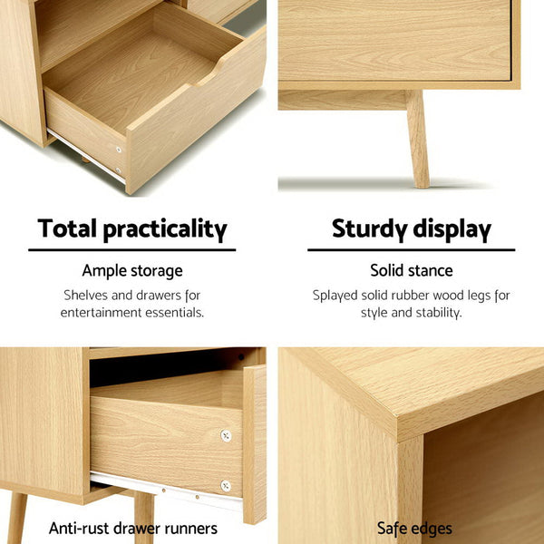 Artiss Wooden Scandinavian Entertainment Unit - Natural Artiss