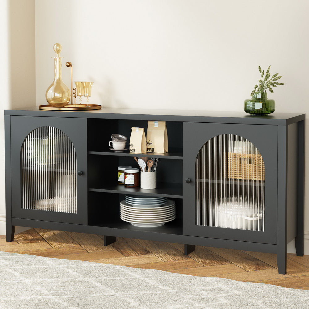 Artiss Buffet Sideboard Shelves Double Doors - Black Artiss