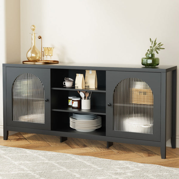 Artiss Buffet Sideboard Shelves Double Doors - Black Artiss