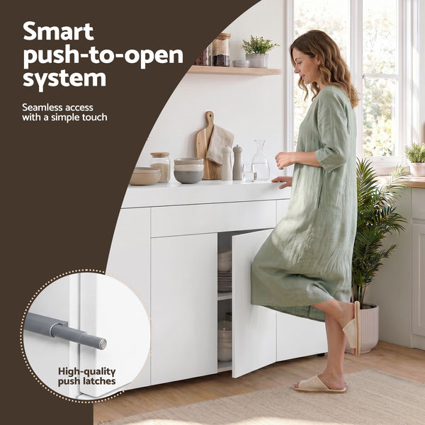 Artiss Buffet Sideboard Cabinet 180cm Cupboard Pantry Storage Drawer White DANA Awezingly