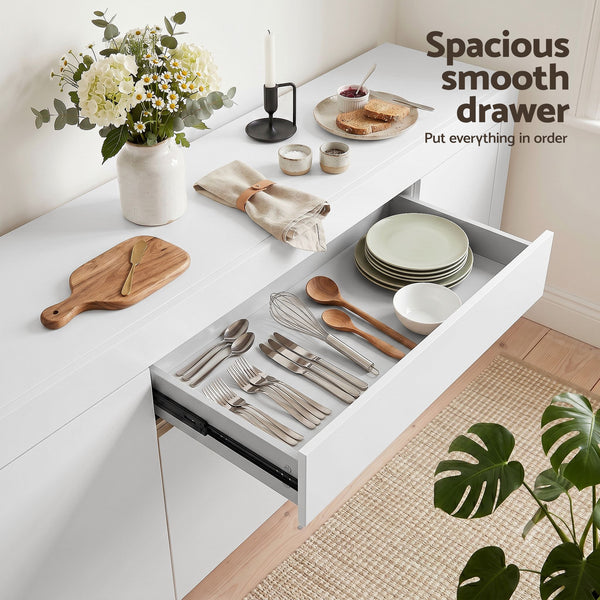 Artiss Buffet Sideboard Cabinet 180cm Cupboard Pantry Storage Drawer White DANA Awezingly
