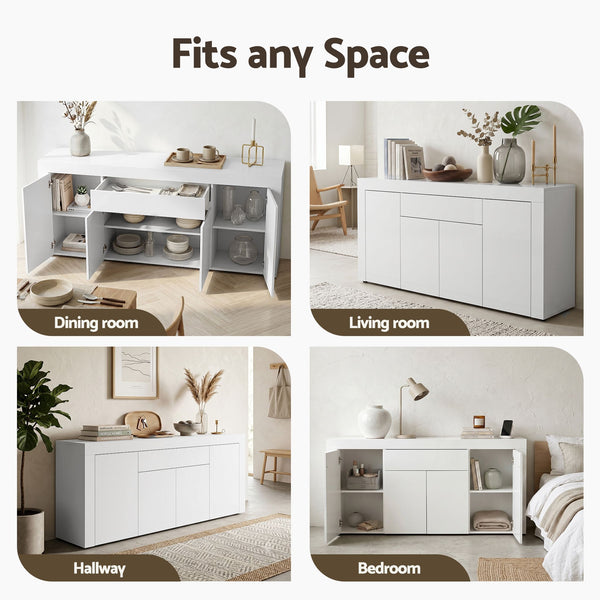 Artiss Buffet Sideboard Cabinet 180cm Cupboard Pantry Storage Drawer White DANA Awezingly