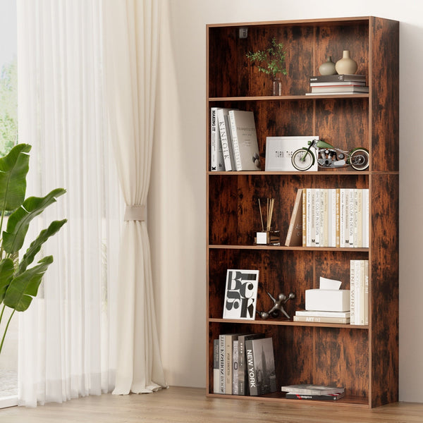 Artiss Bookshelf 5 Tiers Walnut Awezingly