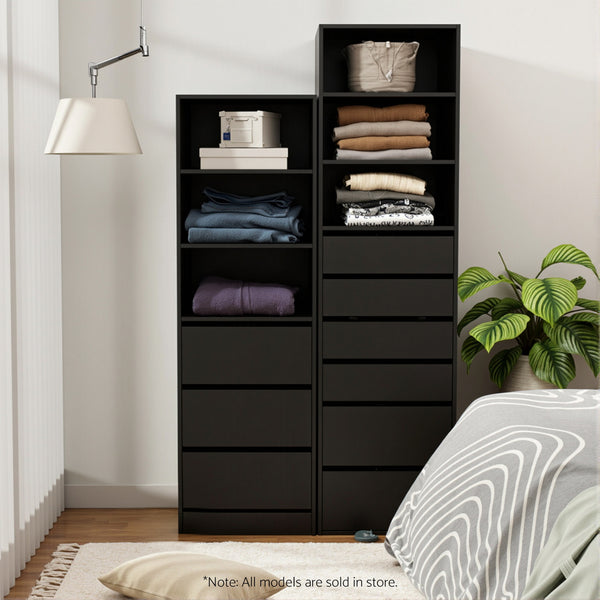 Artiss 3 Chest of Drawers Tallboy Cabinet Black Artiss