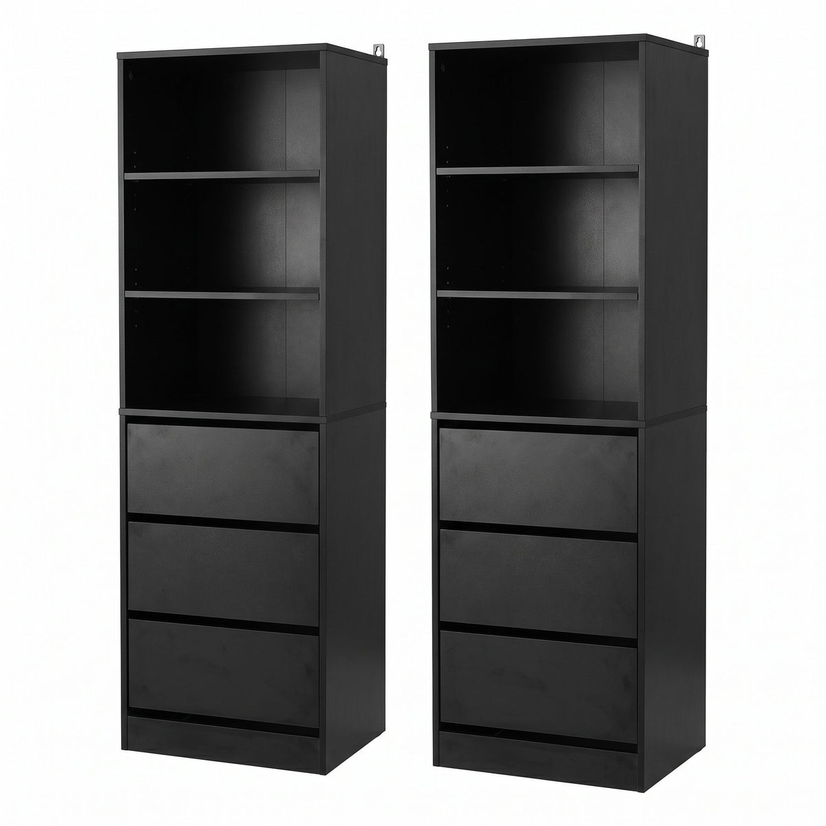 Artiss 2x Chest of 3 Drawers Tallboy Cabinet Black Awezingly