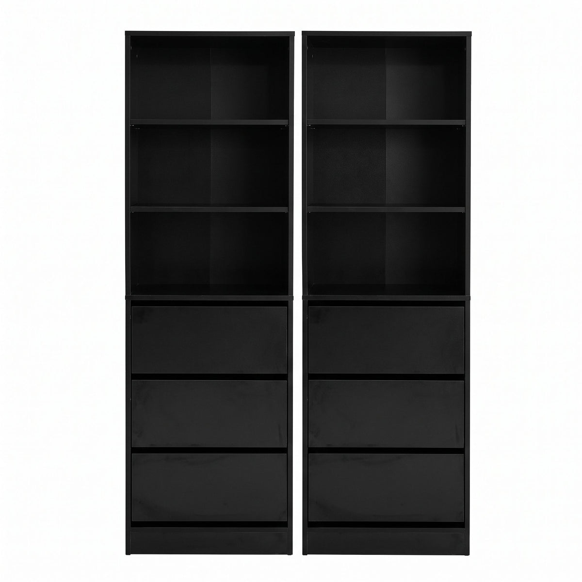 Artiss 2x Chest of 3 Drawers Tallboy Cabinet Black Awezingly