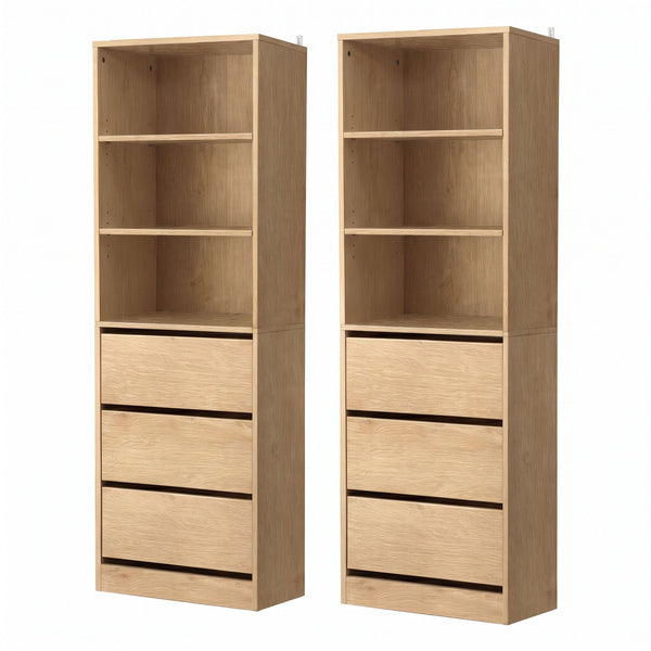 Artiss 2x Chest of 3 Drawers Tallboy Cabinet Pine Awezingly
