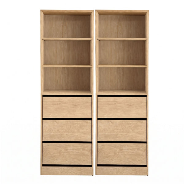 Artiss 2x Chest of 3 Drawers Tallboy Cabinet Pine Awezingly