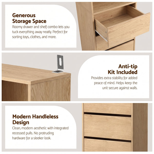 Artiss 2x Chest of 3 Drawers Tallboy Cabinet Pine Awezingly