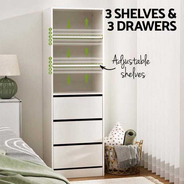 Artiss 3 Chest of Drawers Tallboy Cabinet White Artiss