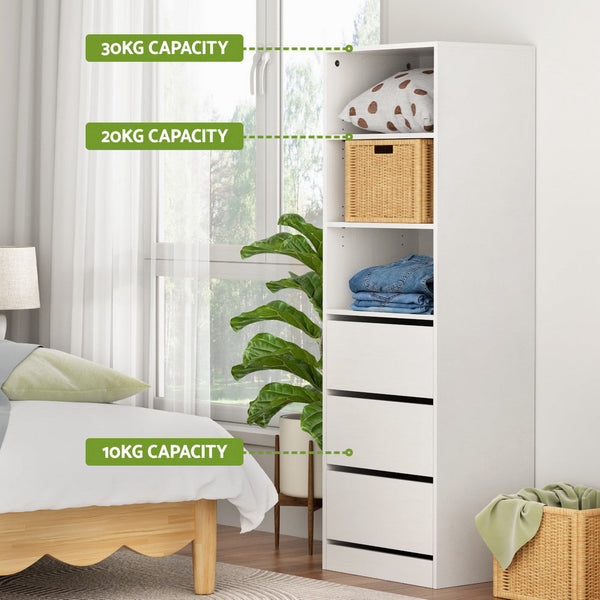 Artiss 3 Chest of Drawers Tallboy Cabinet White Artiss