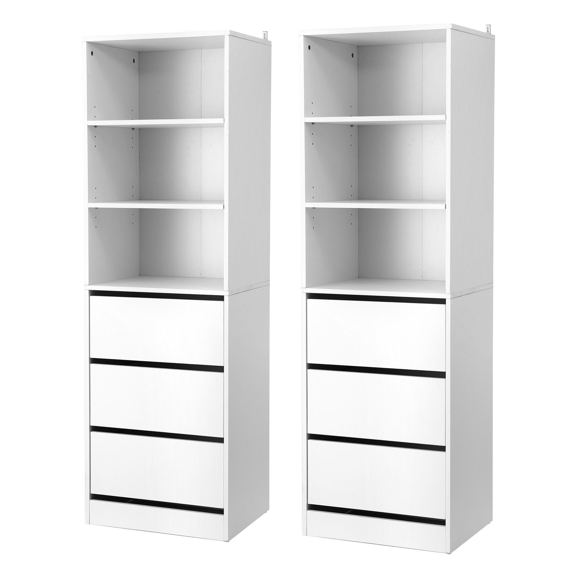 Artiss 2x Chest of 3 Drawers Tallboy Cabinet White Artiss