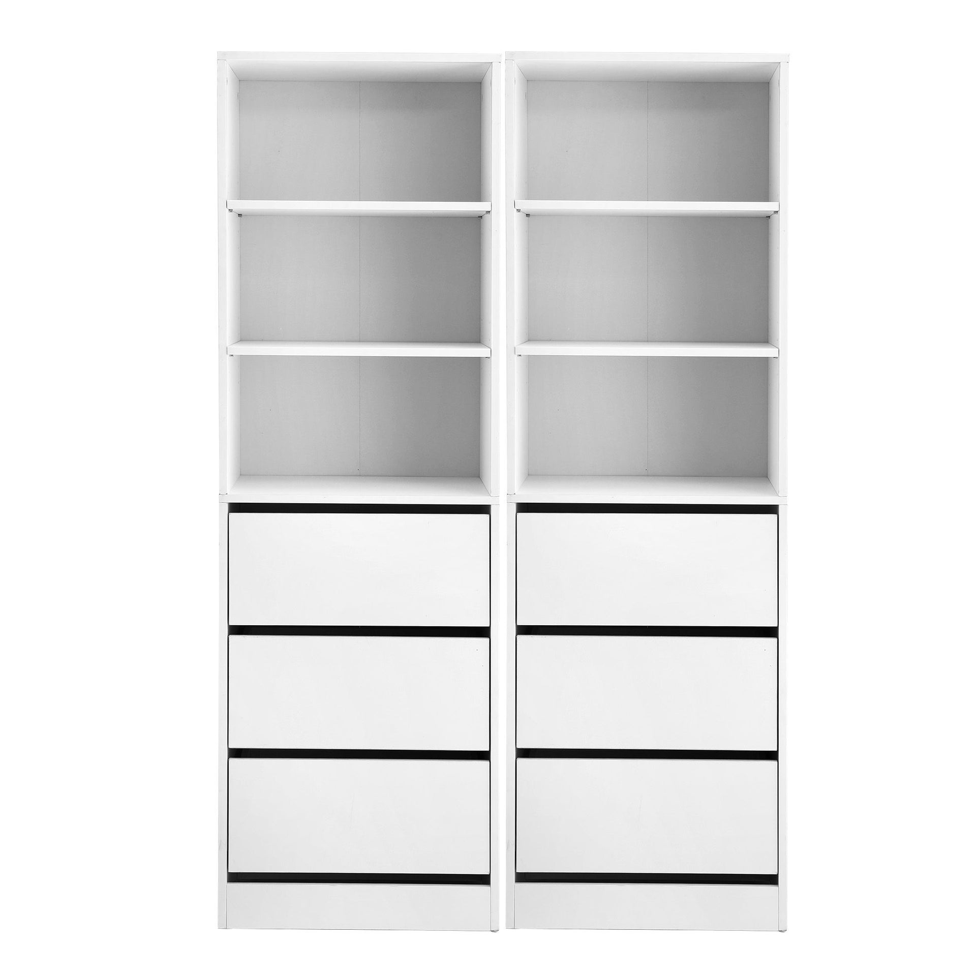 Artiss 2x Chest of 3 Drawers Tallboy Cabinet White Artiss