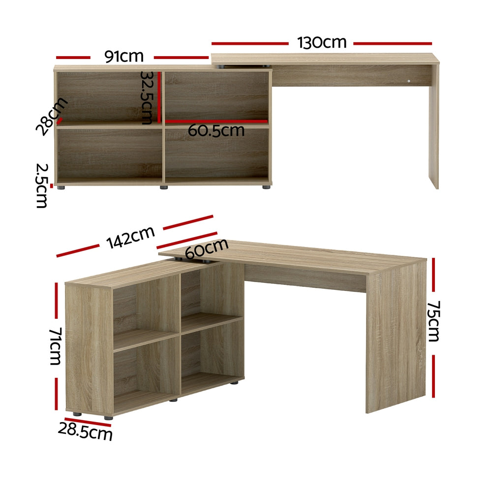 Artiss Office Computer Desk Corner Study Table Workstation Bookcase Storage Artiss