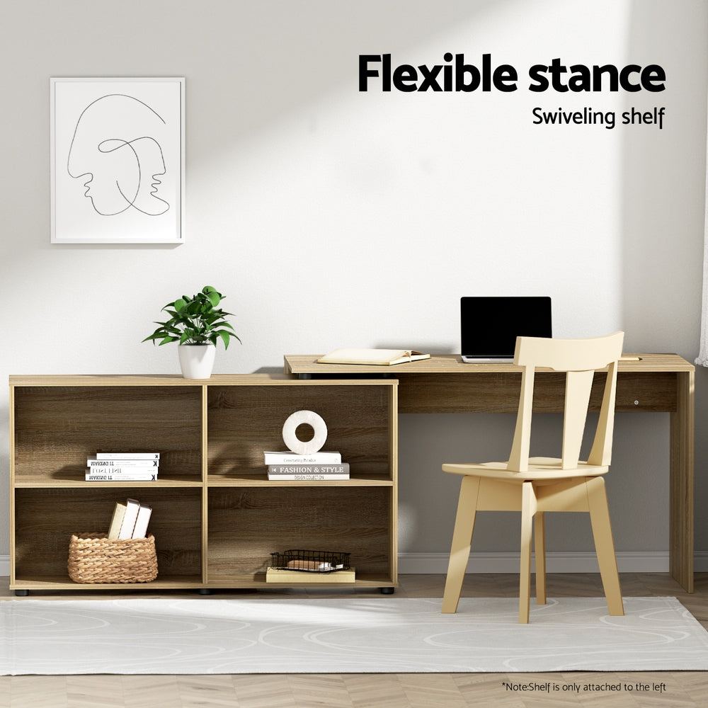 Artiss Office Computer Desk Corner Study Table Workstation Bookcase Storage Artiss