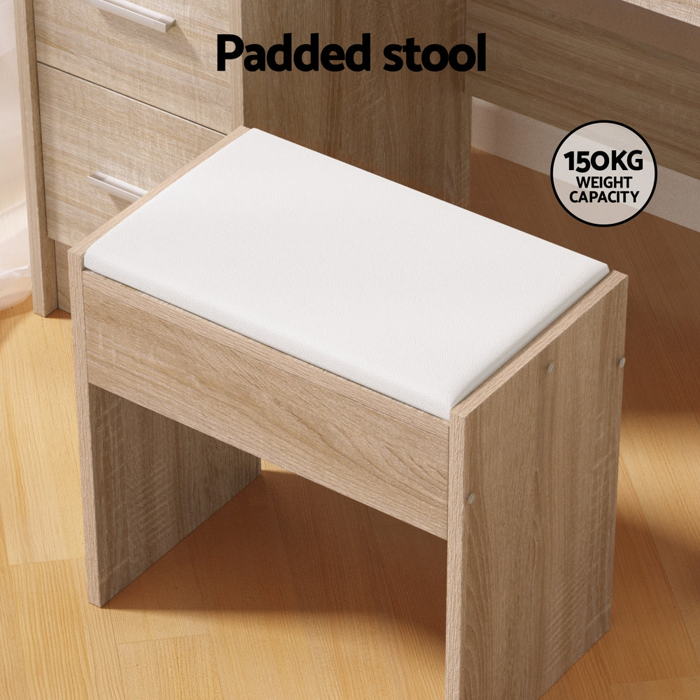 Artiss Dressing Table Set Stool 10 Led Bulbs Wood Artiss