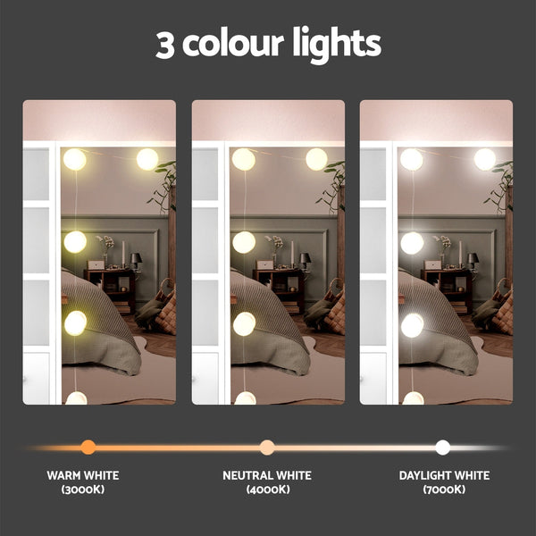 Artiss Dressing Table Set Stool 10 Led Bulbs White Dylan Artiss