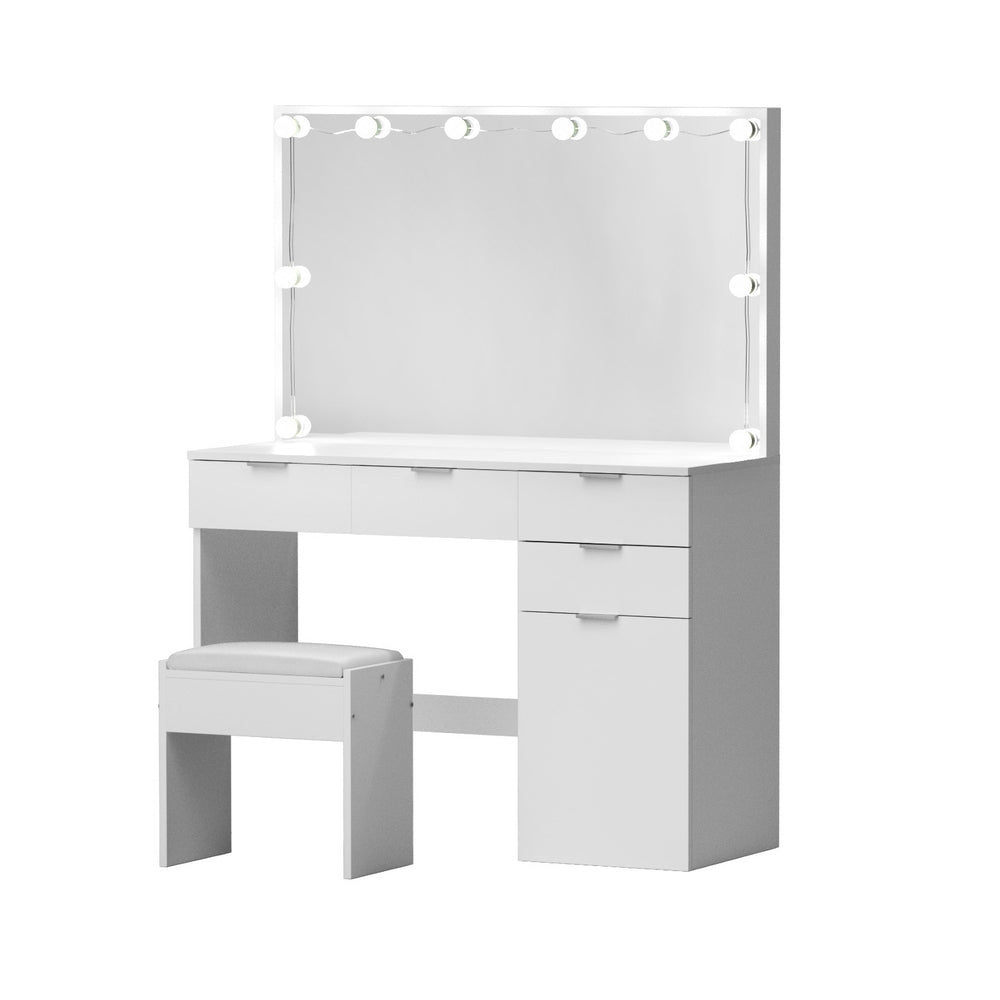 Artiss Dressing Table Set Stool 10 Led Bulbs White Artiss