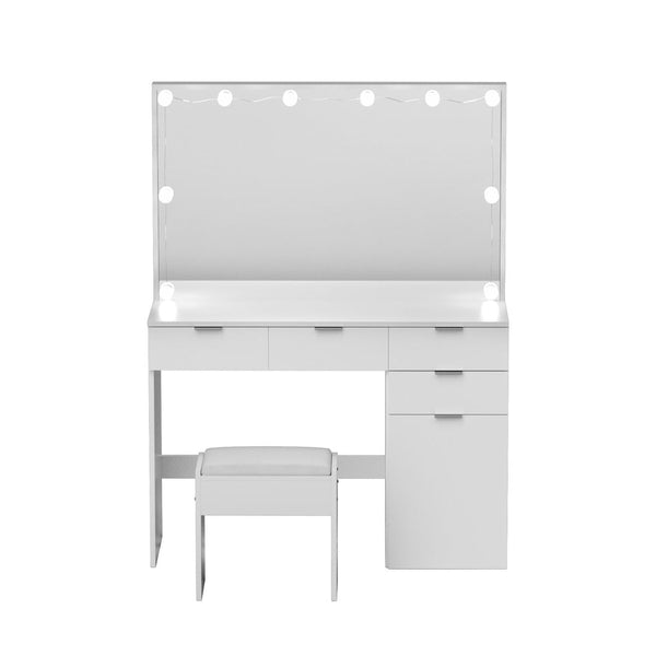 Artiss Dressing Table Set Stool 10 Led Bulbs White Artiss