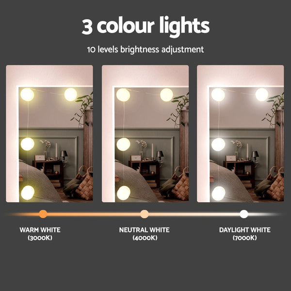 Artiss Dressing Table Set Stool 10 Led Bulbs White Artiss