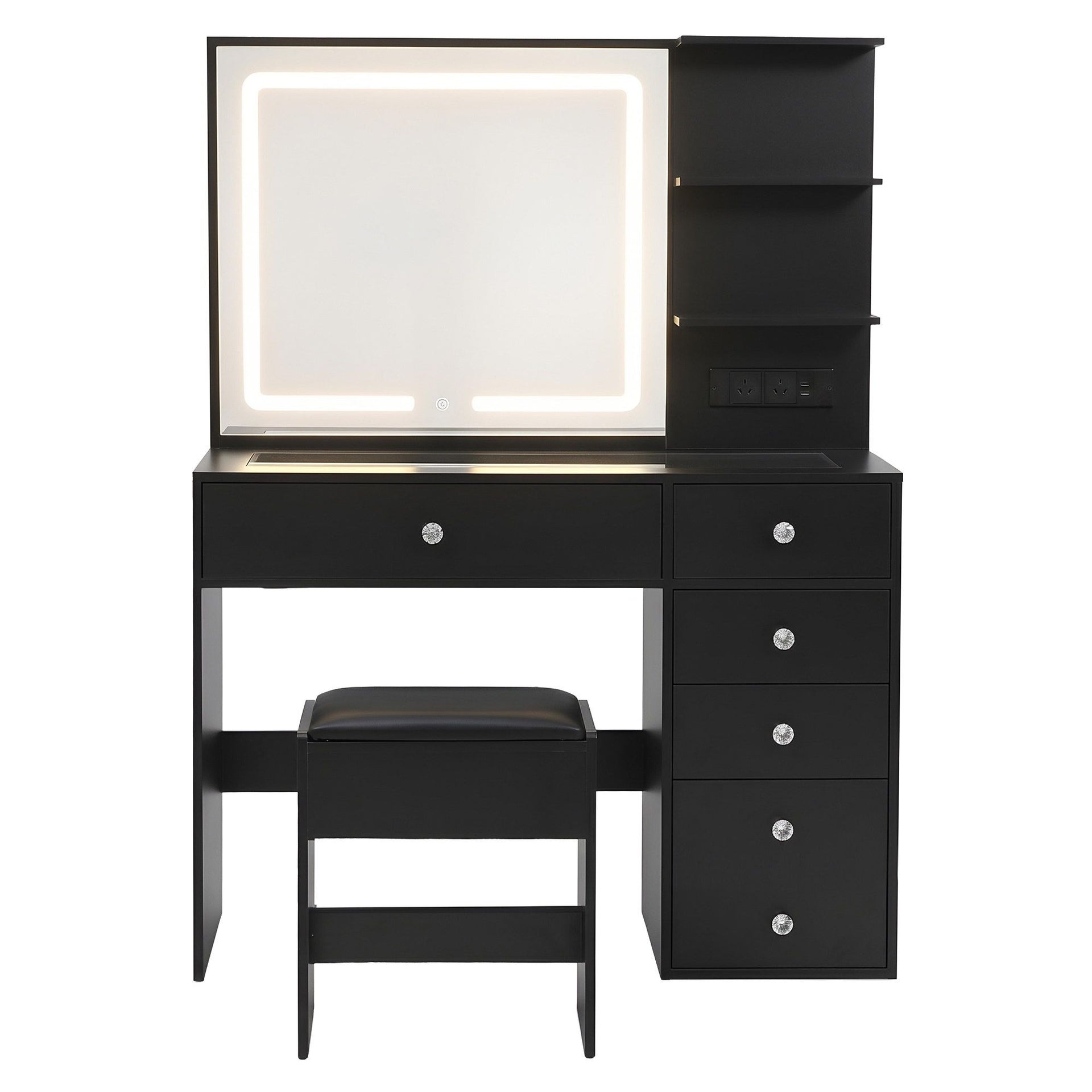 Artiss Dressing Table LED Vanity Desk Set Stool Black Awezingly