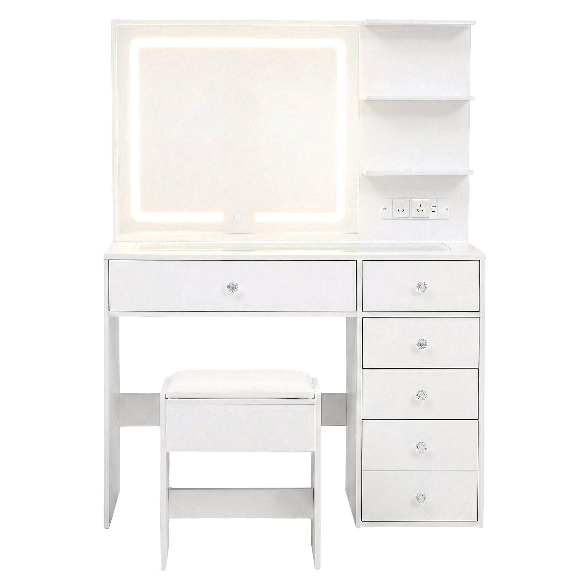 Artiss Dressing Table LED Vanity Desk Set Stool White Artiss