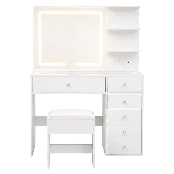 Artiss Dressing Table LED Vanity Desk Set Stool White Artiss