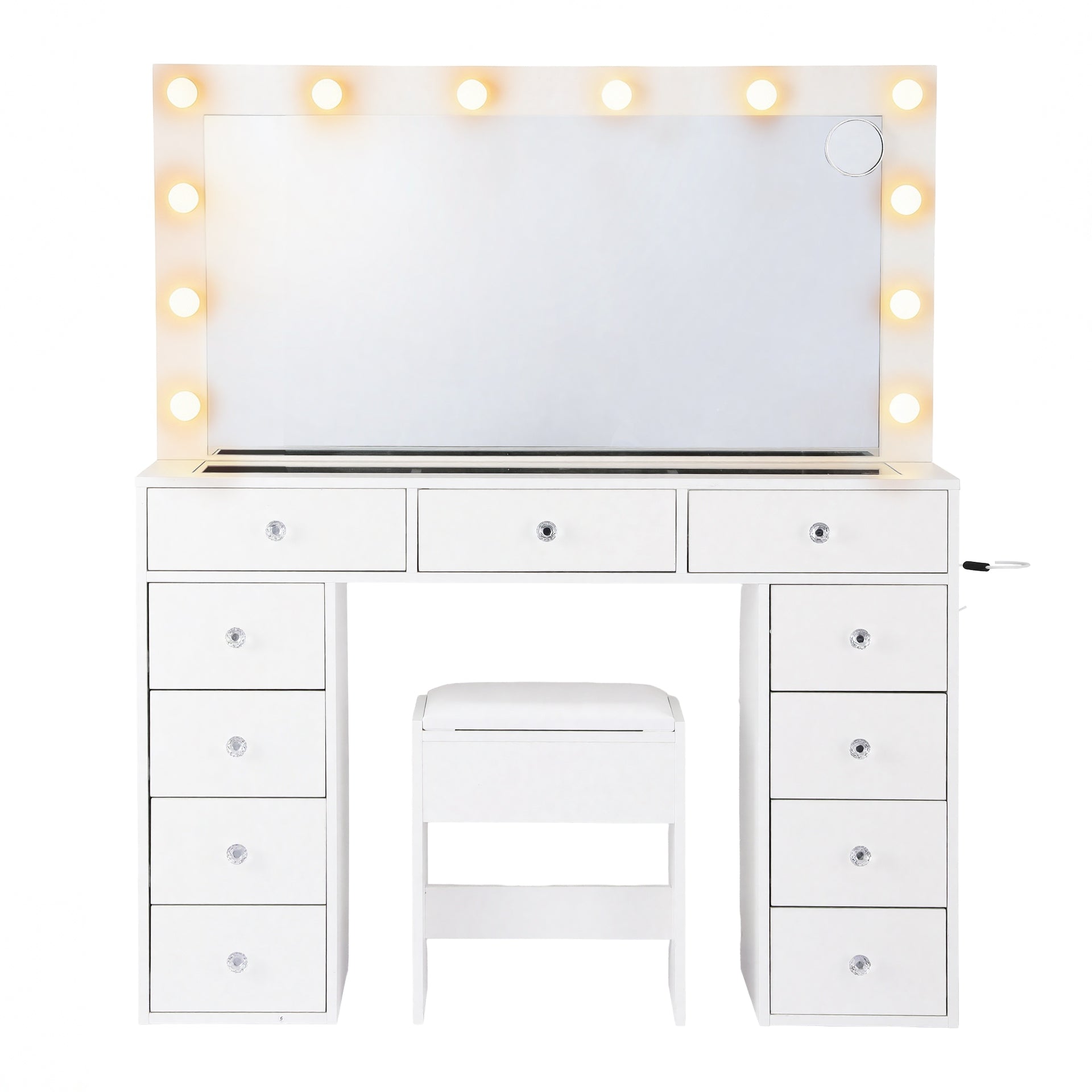 Artiss Dressing Table Vanity Desk Set Stool LED Bulbs White Awezingly