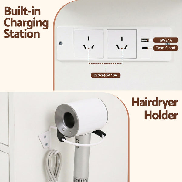 Artiss Dressing Table Vanity Desk Set Stool LED Bulbs White Awezingly