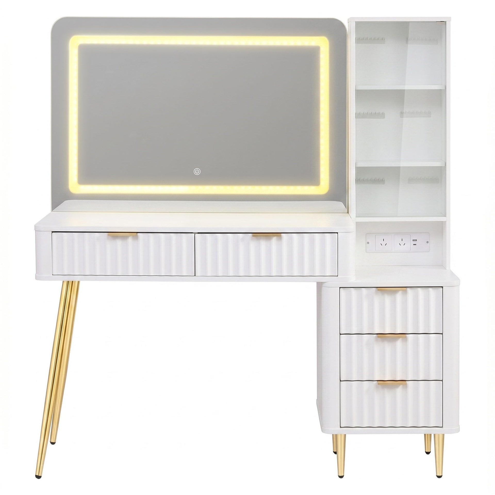 Artiss Dressing Table LED Vanity Desk Charging Station White Awezingly
