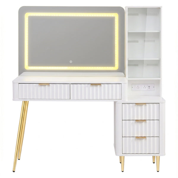 Artiss Dressing Table LED Vanity Desk Charging Station White Awezingly