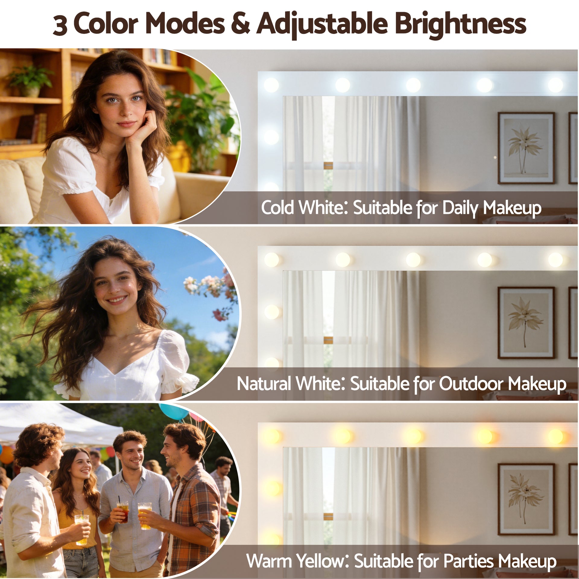 Artiss Dressing Table Vanity Desk Set LED Bulbs RGB Light White Awezingly