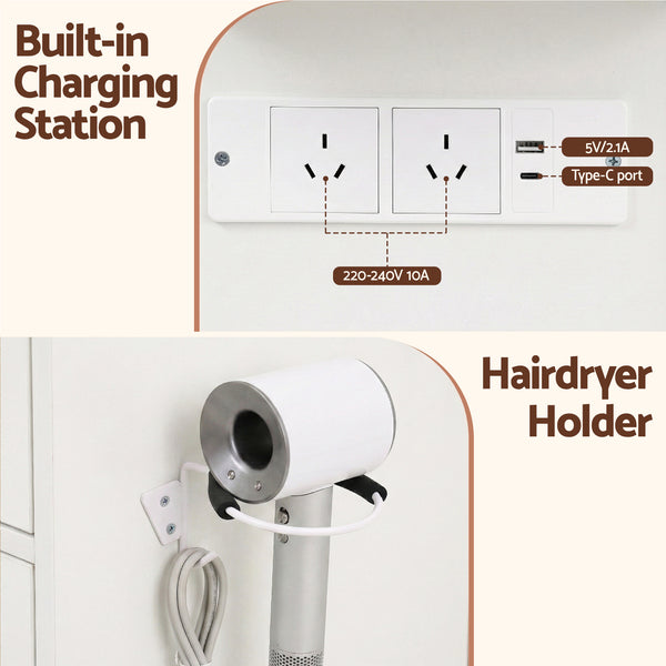 Artiss Dressing Table Vanity Desk Set LED Bulbs RGB Light White Awezingly