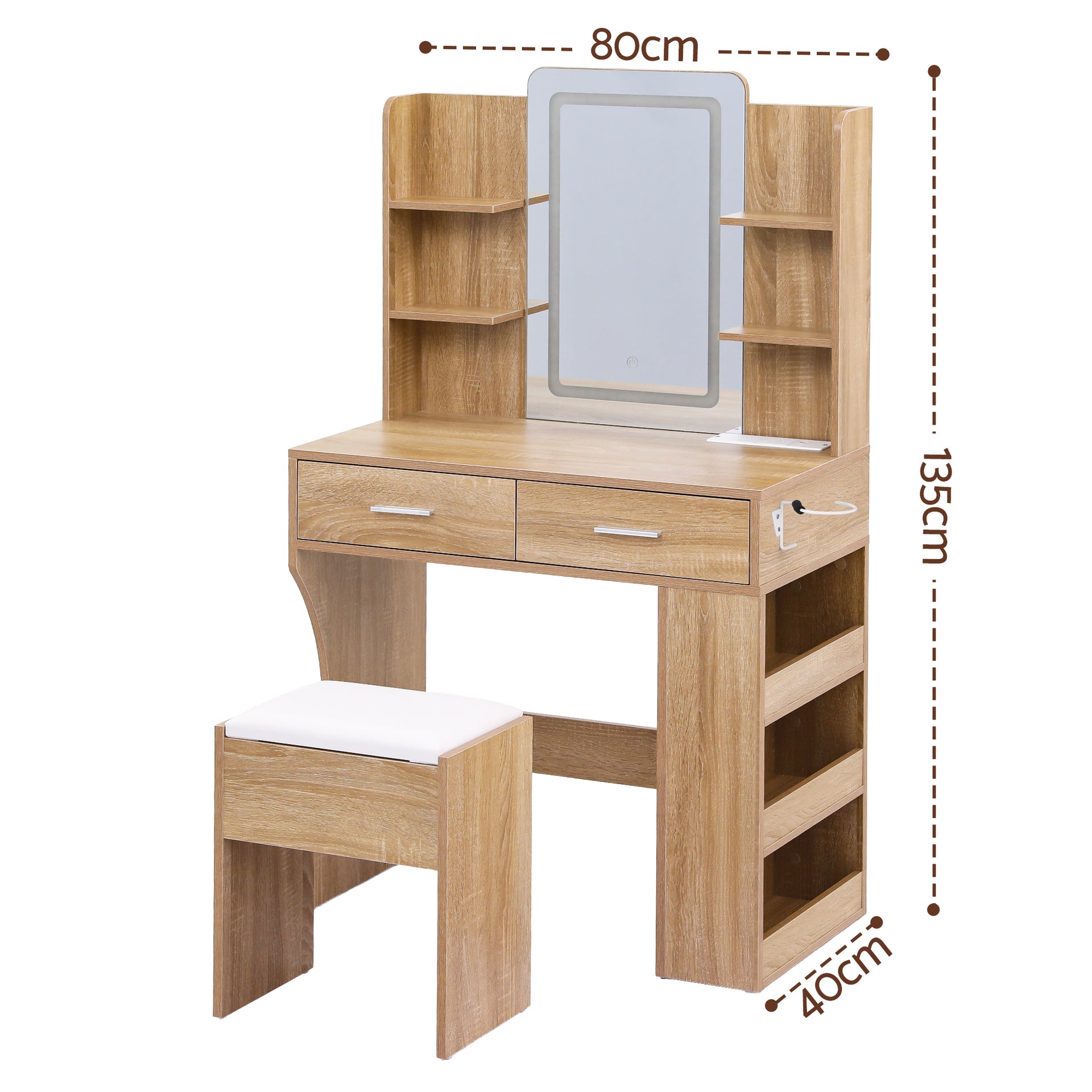 Artiss Dressing Table LED Vanity Desk Set Stool Wood Awezingly