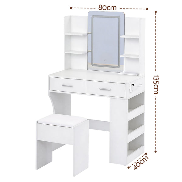 Artiss Dressing Table LED Vanity Desk Set Stool White Awezingly