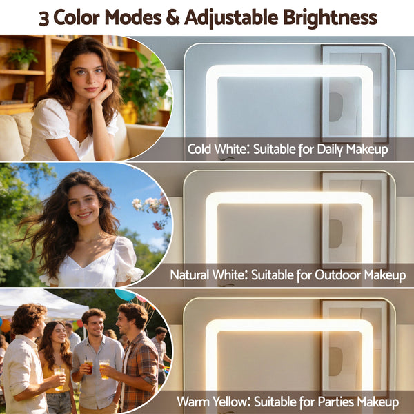 Artiss Dressing Table LED Vanity Desk Set Stool White Awezingly