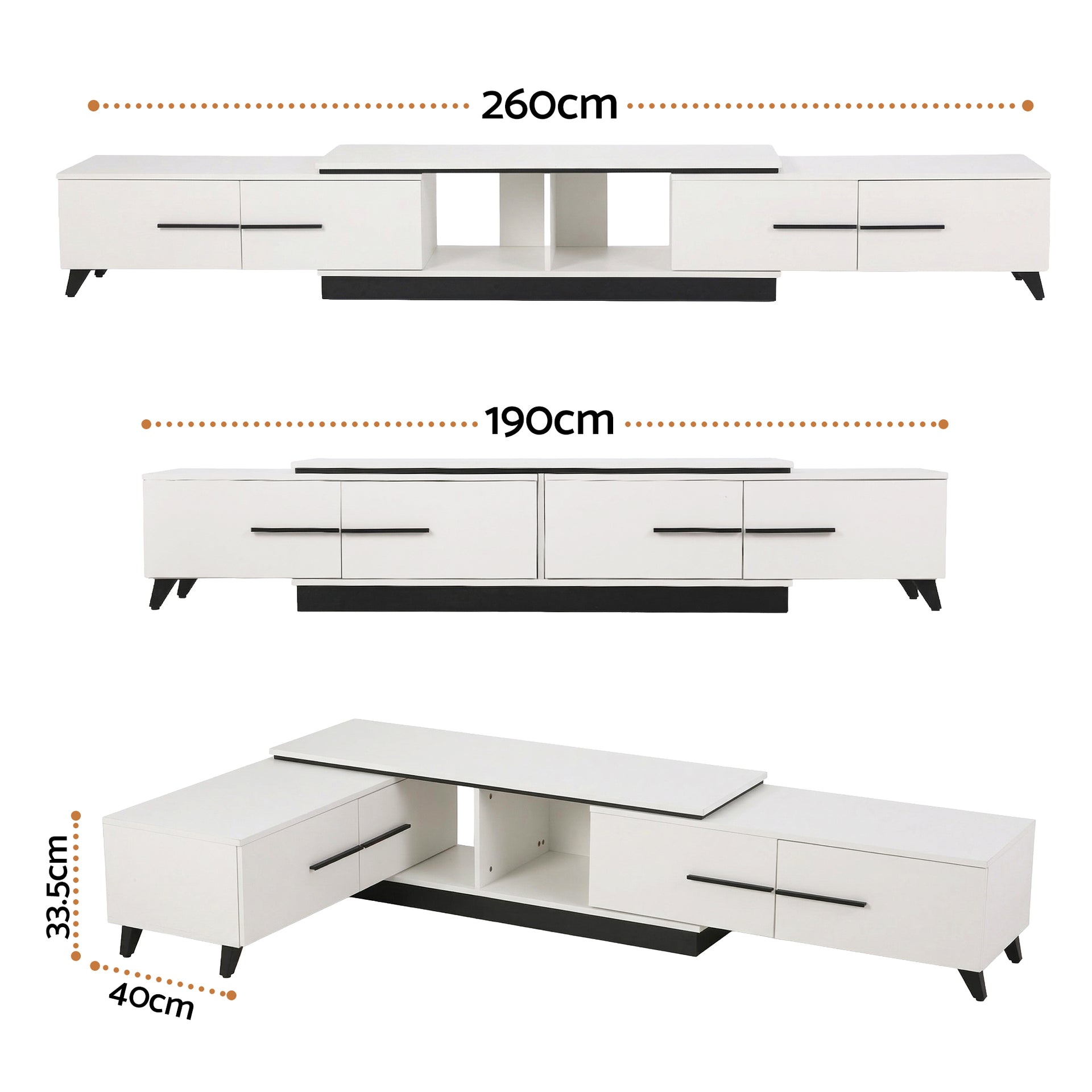 Artiss Extendable TV Cabinet Entertainment Unit Stand White Awezingly