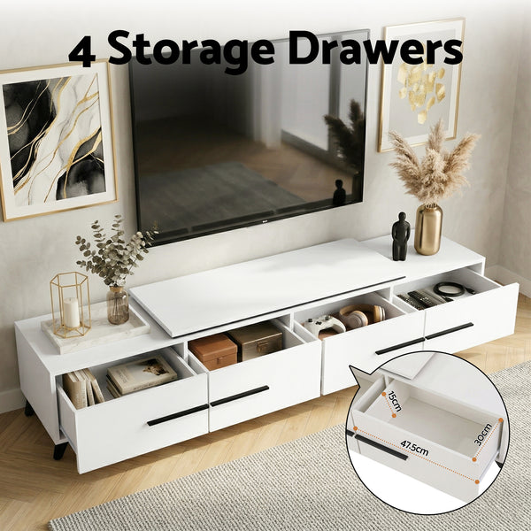 Artiss Extendable TV Cabinet Entertainment Unit Stand White Awezingly