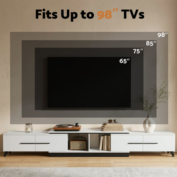 Artiss Extendable TV Cabinet Entertainment Unit Stand White Awezingly