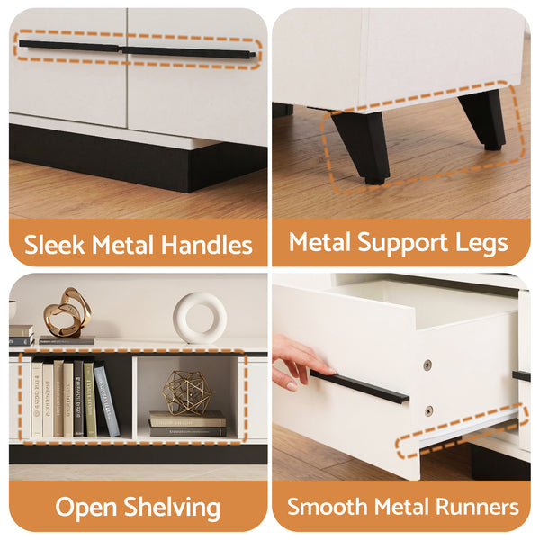 Artiss Extendable TV Cabinet Entertainment Unit Stand White Awezingly