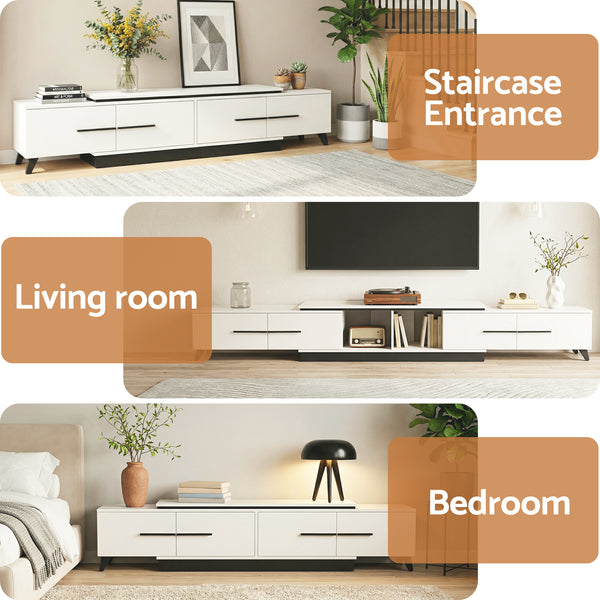 Artiss Extendable TV Cabinet Entertainment Unit Stand White Awezingly