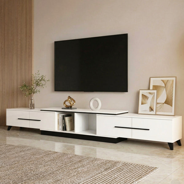Artiss Extendable TV Cabinet Entertainment Unit Stand White Awezingly
