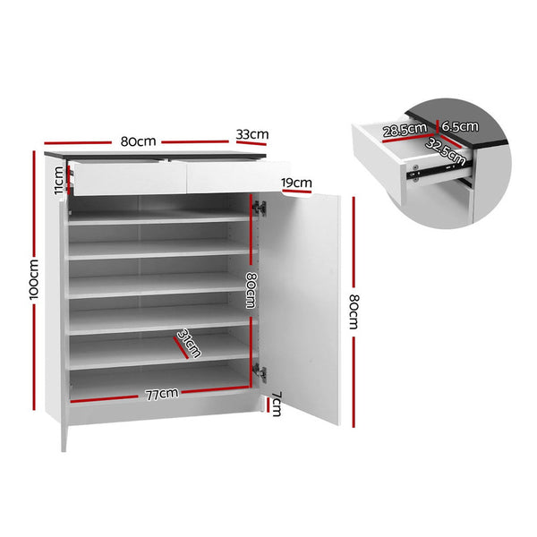 Artiss Shoe Cabinet Shoes Storage Rack High Gloss Organiser Cupboard White Artiss