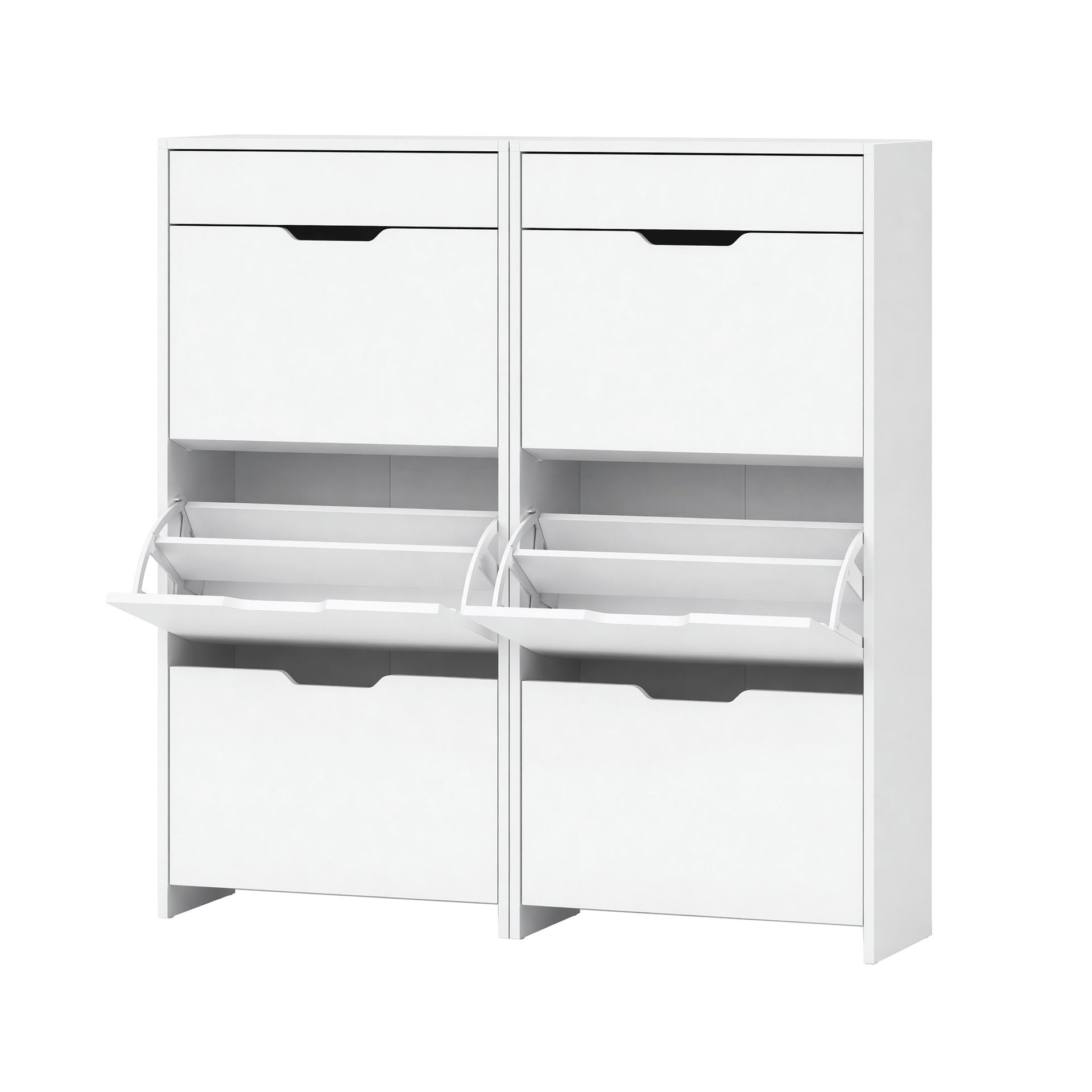 Artiss 2x Shoe Cabinet Organiser 3 Flip Drawer High Gloss White Awezingly