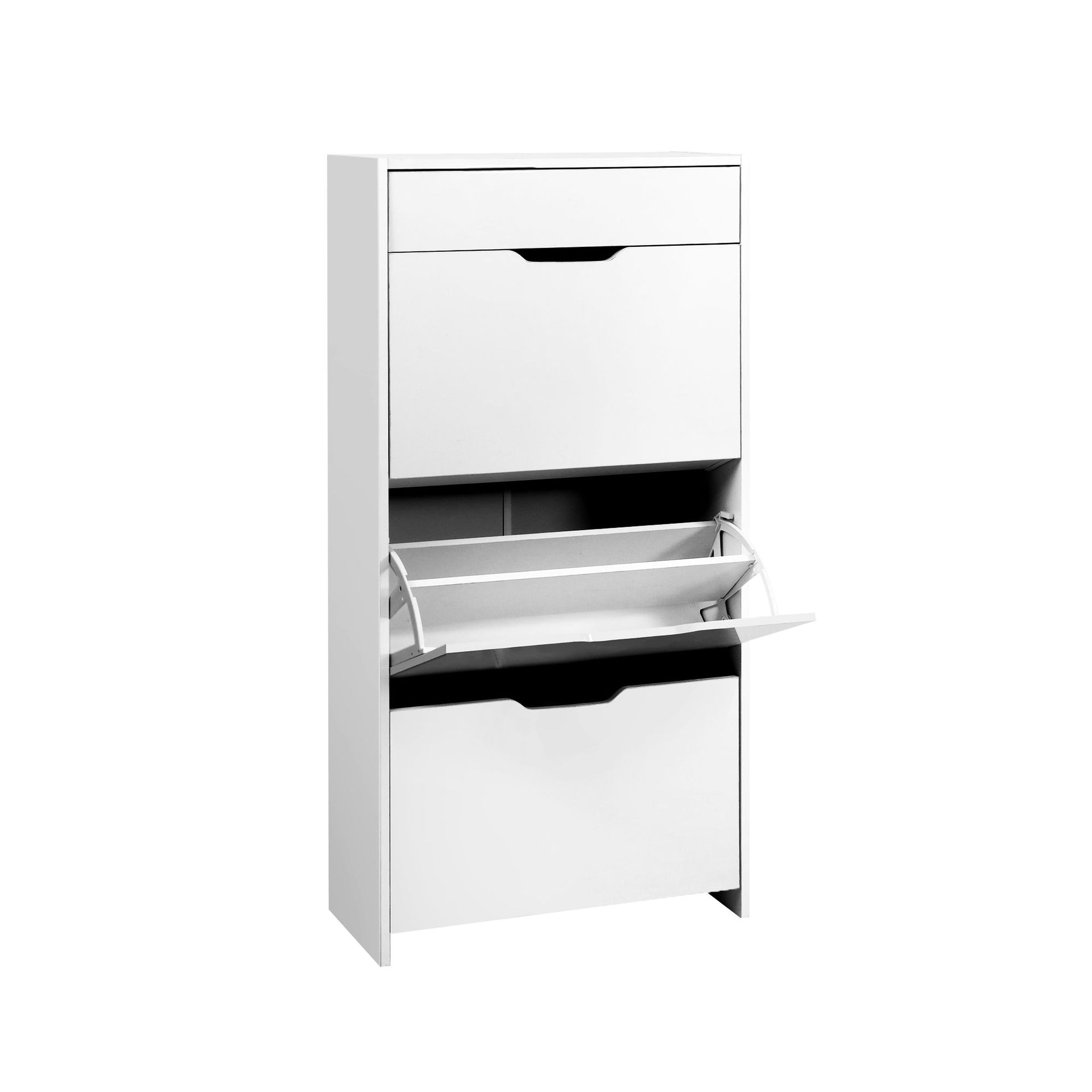 Artiss 2x Shoe Cabinet Organiser 3 Flip Drawer High Gloss White Awezingly