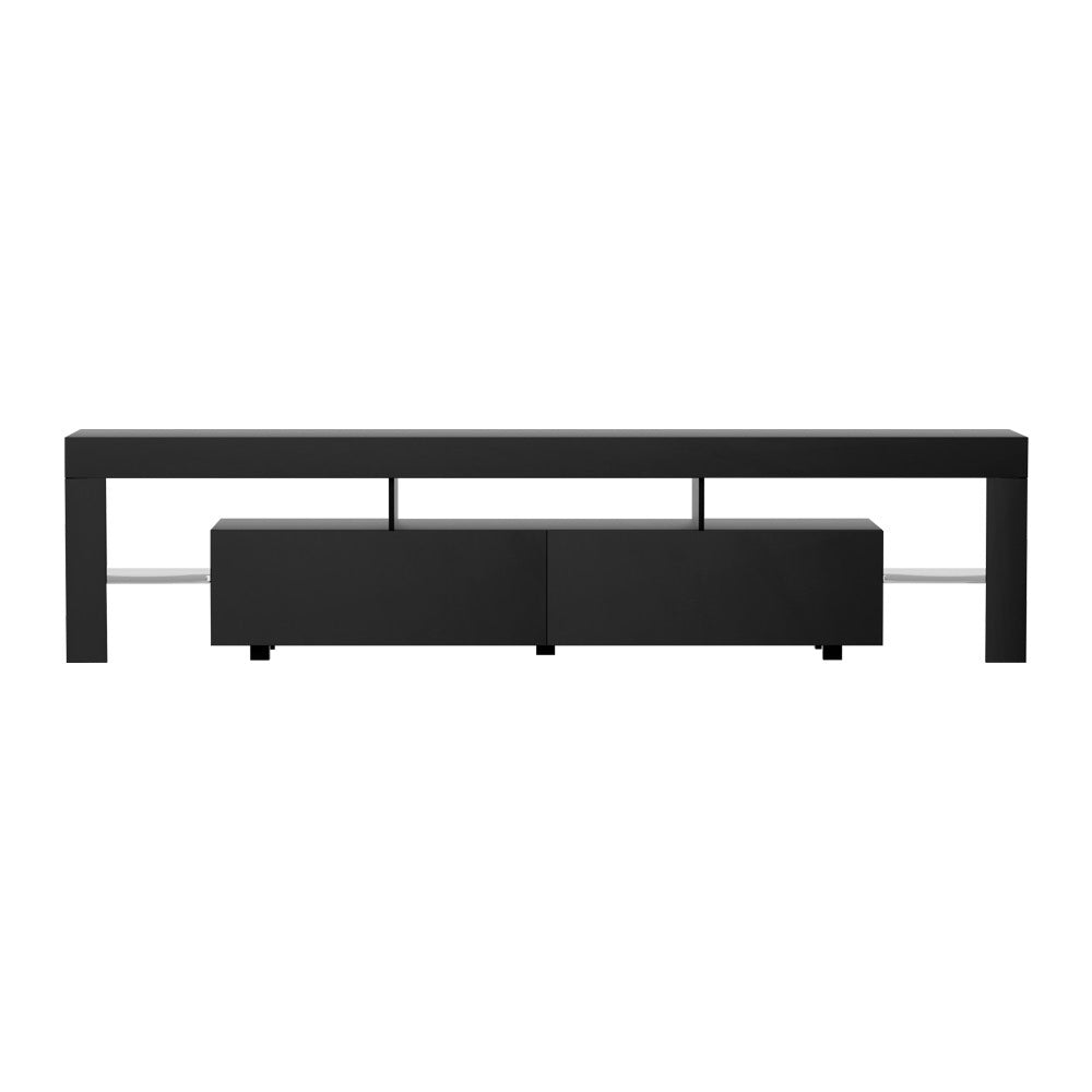 Artiss TV Cabinet Entertainment Unit Stand RGB LED Gloss Furniture 200cm Black Artiss