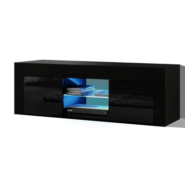 Artiss 130cm RGB LED TV Stand Cabinet Entertainment Unit Gloss Black Artiss