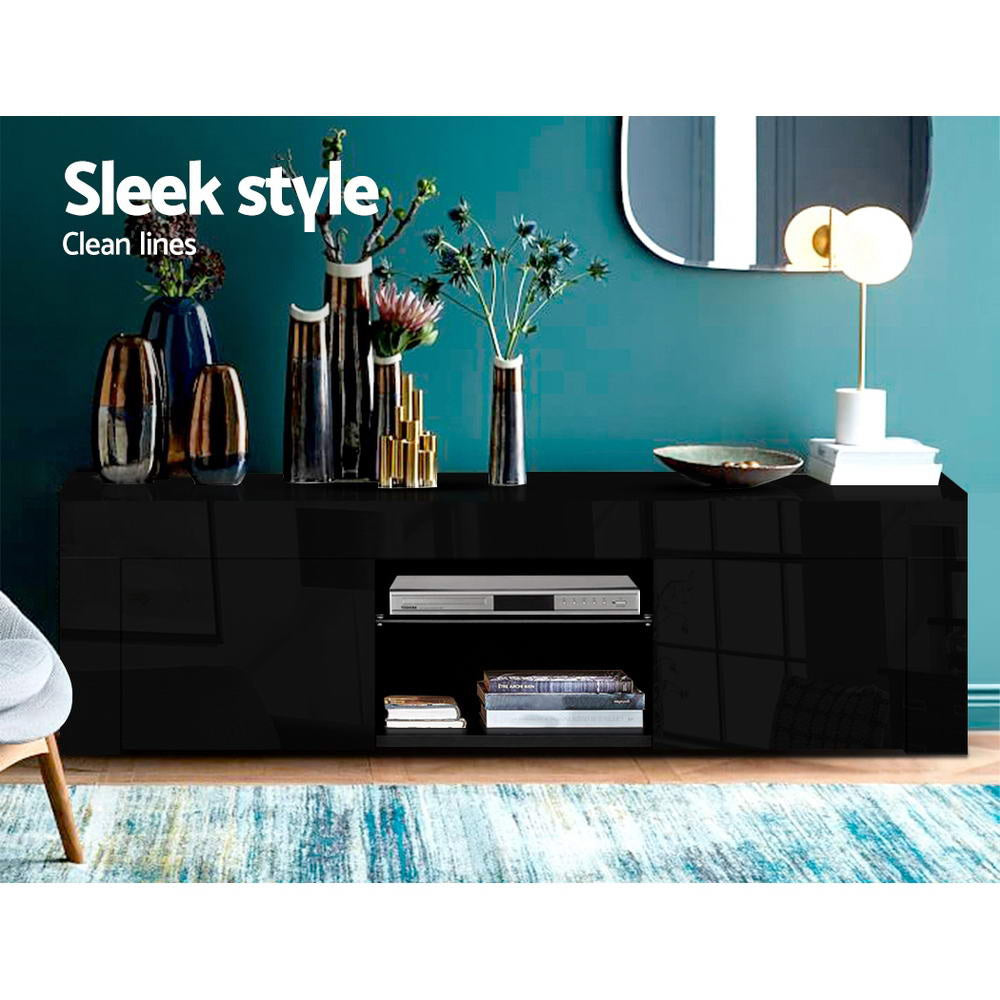 Artiss 130cm RGB LED TV Stand Cabinet Entertainment Unit Gloss Black Artiss