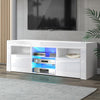 Artiss 145cm RGB LED TV Stand Cabinet Entertainment Unit Gloss Furniture Tempered Glass Shelf White